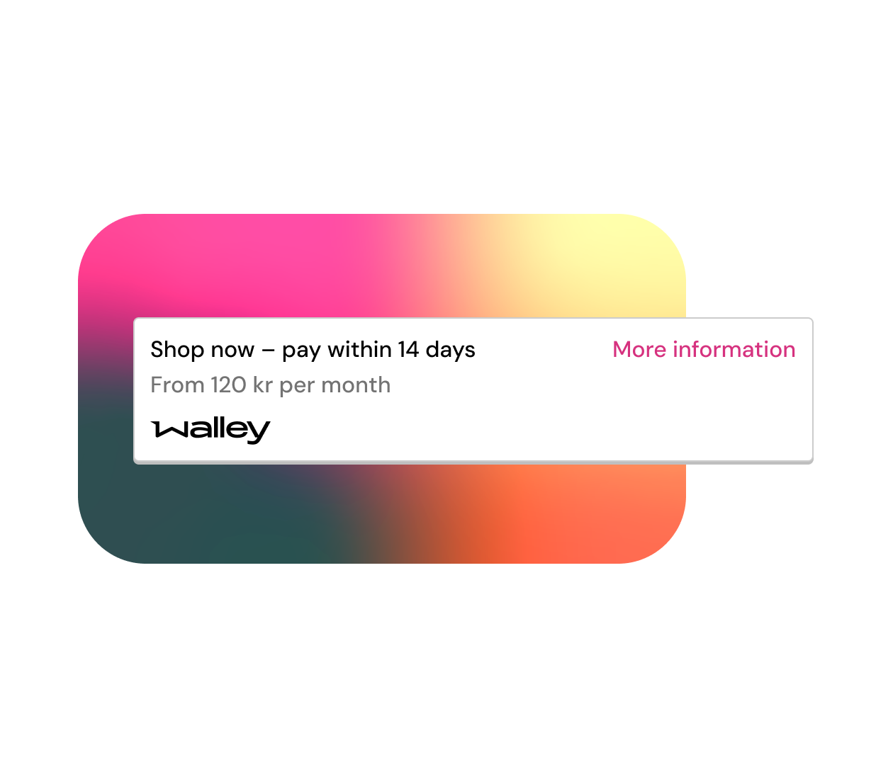 UI component of Walley's Payment Widget with selectable payment options